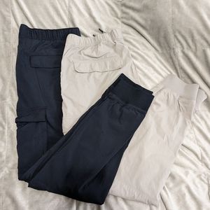 H&M Nylon Cargo jogger, large, black and beige